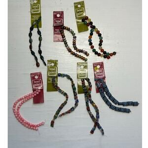 Bead Gallery Glass Stone Shell Millefiori Bead Lot 7 Cards
